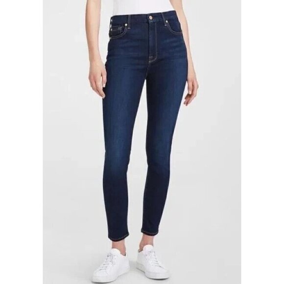 7 For All Mankind Dark Blue Ankle Jeans - Picture 1 of 6